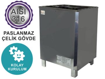 FINTECH Dıştan Kumandalı Sauna Sobası SAW Model 12kW 11-18m3 (40kg taş kapasitesi)-ToptancıyızBiz