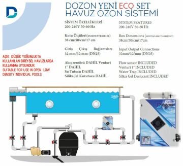 Dozon ECO SET Havuz Ozon Sistemi 10g/h 200W- 51/100m3-ToptancıyızBiz