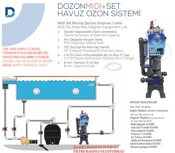 Dozon MIDI SET Havuz Ozon Sistemi 20g/h 300W- 151/200m3-ToptancıyızBiz