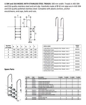 Gemaş Havuz Merdiveni 2 Basamaklı Standart U 304 Model Paslanmaz-ToptancıyızBiz