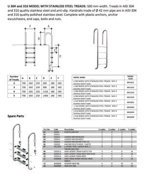 Gemaş Havuz Merdiveni 4 Basamaklı Standart U 304 Model Paslanmaz-ToptancıyızBiz