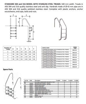 Gemaş Havuz Merdiveni 3 Basamaklı Standart 316 Model Paslanmaz-ToptancıyızBiz