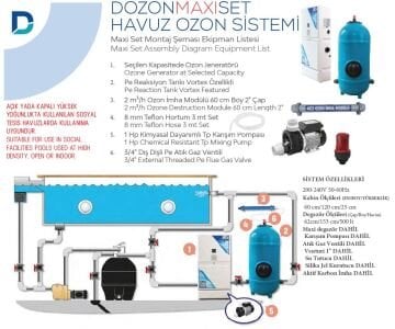 Dozon MAXI SET Havuz Ozon Sistemi 50g/h 1,4KW- 301/500m3-ToptancıyızBiz