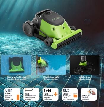 Goodrob King 1250 m2 Kablosuz Şarjlı Havuz Süpürgesi-Cordless Rechargeable Pool Vacuum Cleaner-ToptancıyızBiz